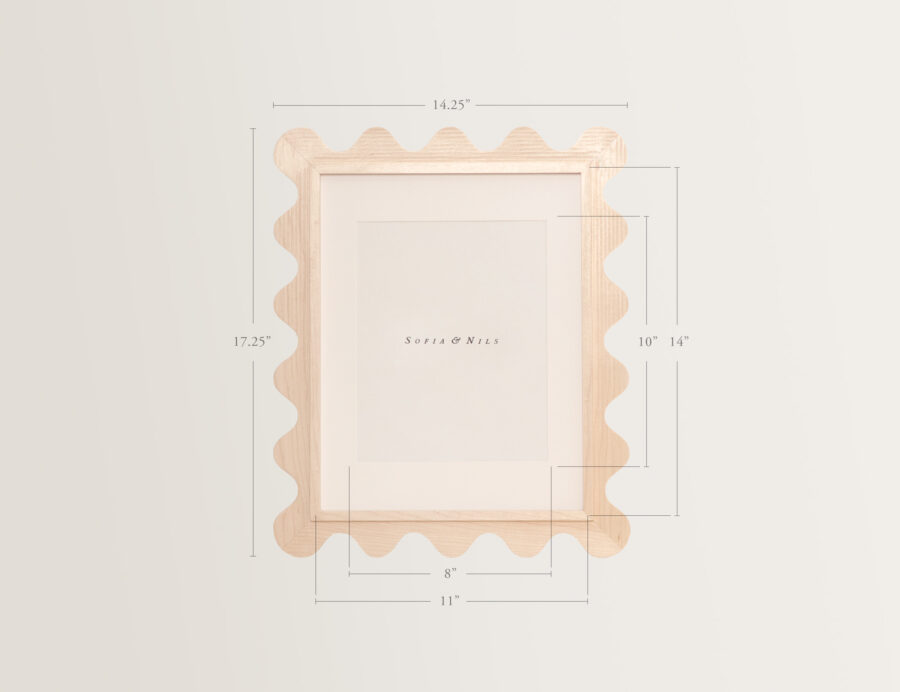 Scallop maple picture frame 11x14 measurements