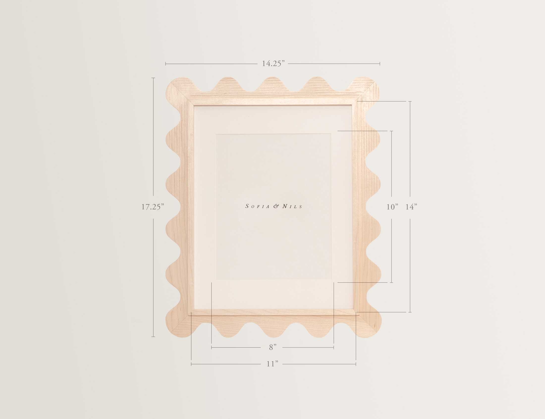 Scallop maple picture frame 11x14 measurements