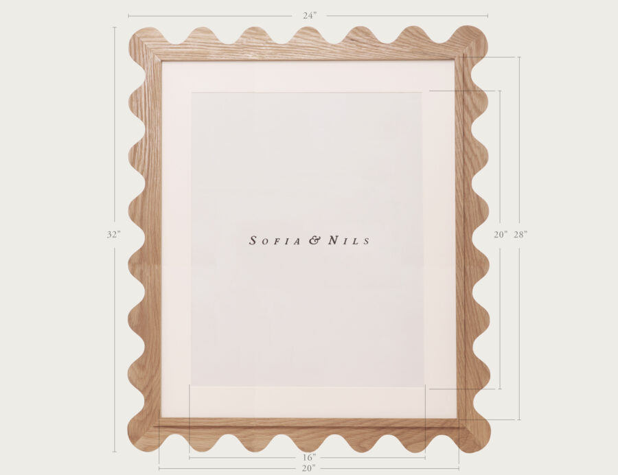 Scallop white oak picture frame 20x28 measurements