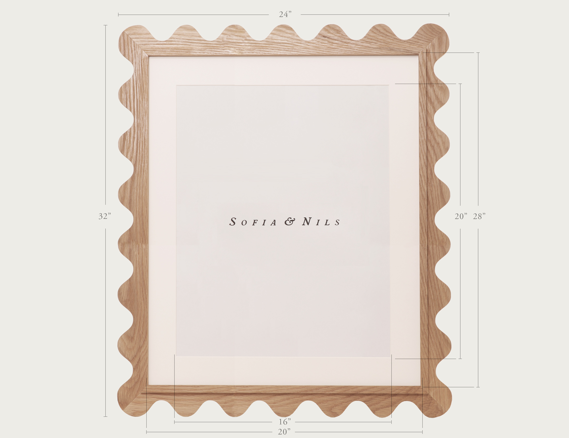 Scallop white oak picture frame 20x28 measurements