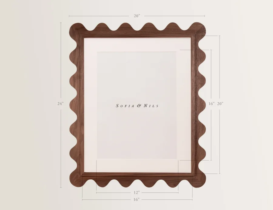 Walnut 16x20 Scallop frame measurements